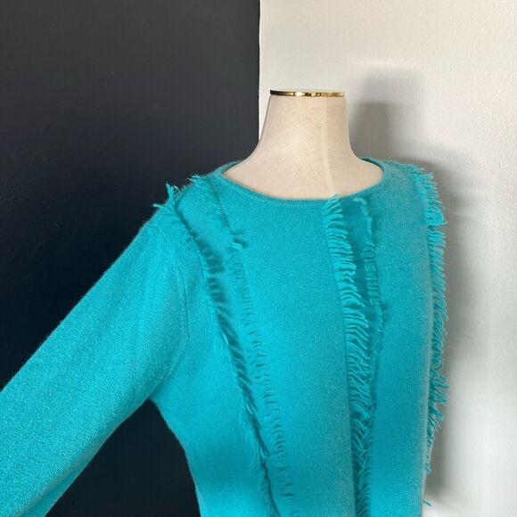 209 wst 38 100% Cashmere Knit Fringe Pullover Sweater - Picture 2 of 8